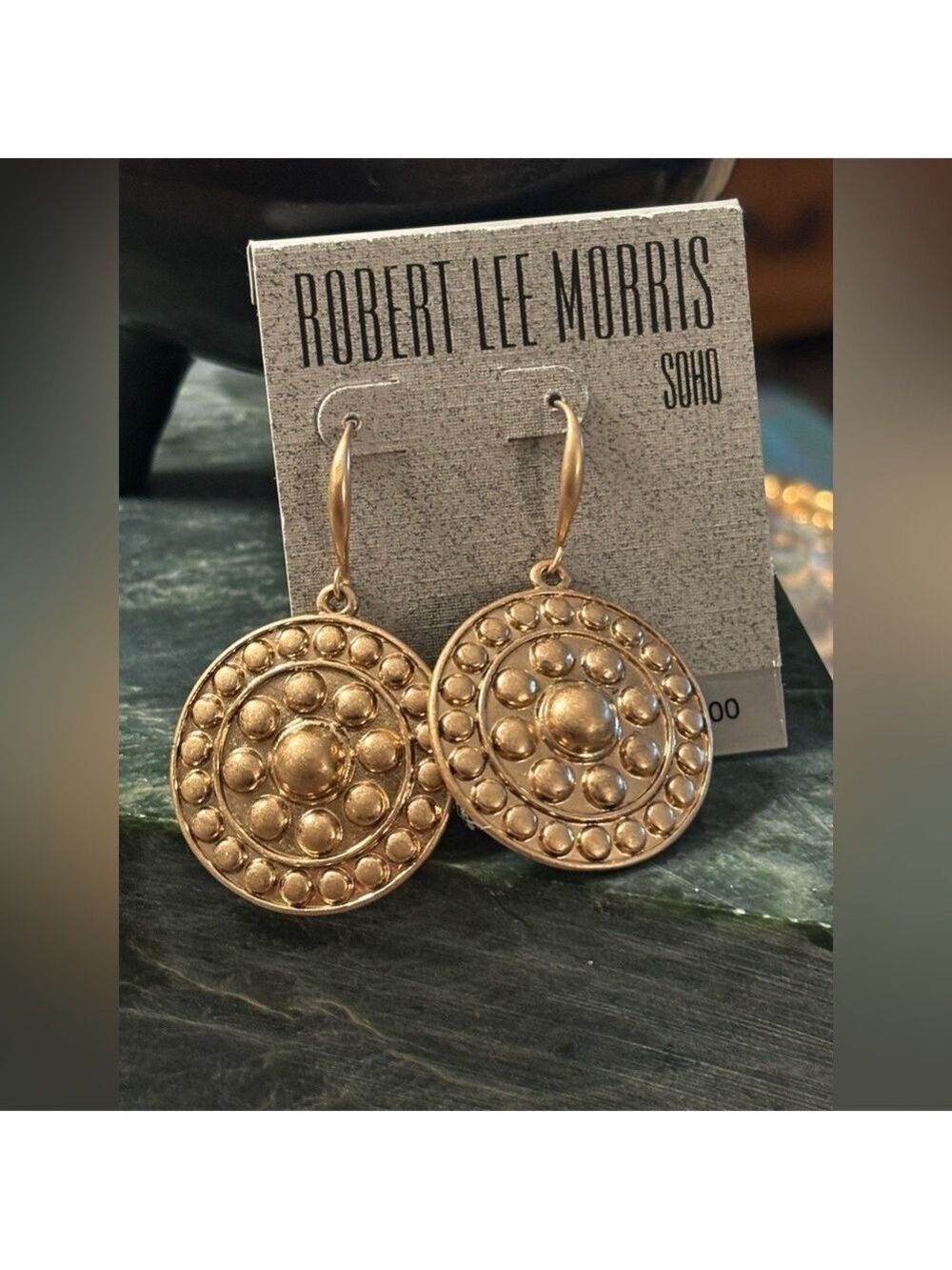 ✨ NWT Robert Lee Morris Soho Gold Disc Drop Earrings • Retail $48 • Bohemian